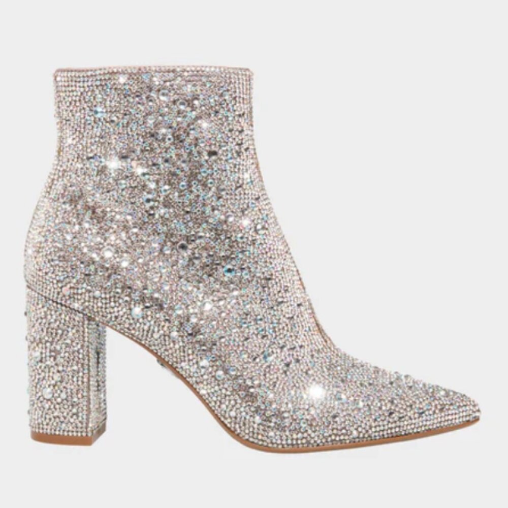 NIB HOLIDAY Betsey Johnson Cady Rhinestone Booties NEW YEARS EVE Glam Sparkle